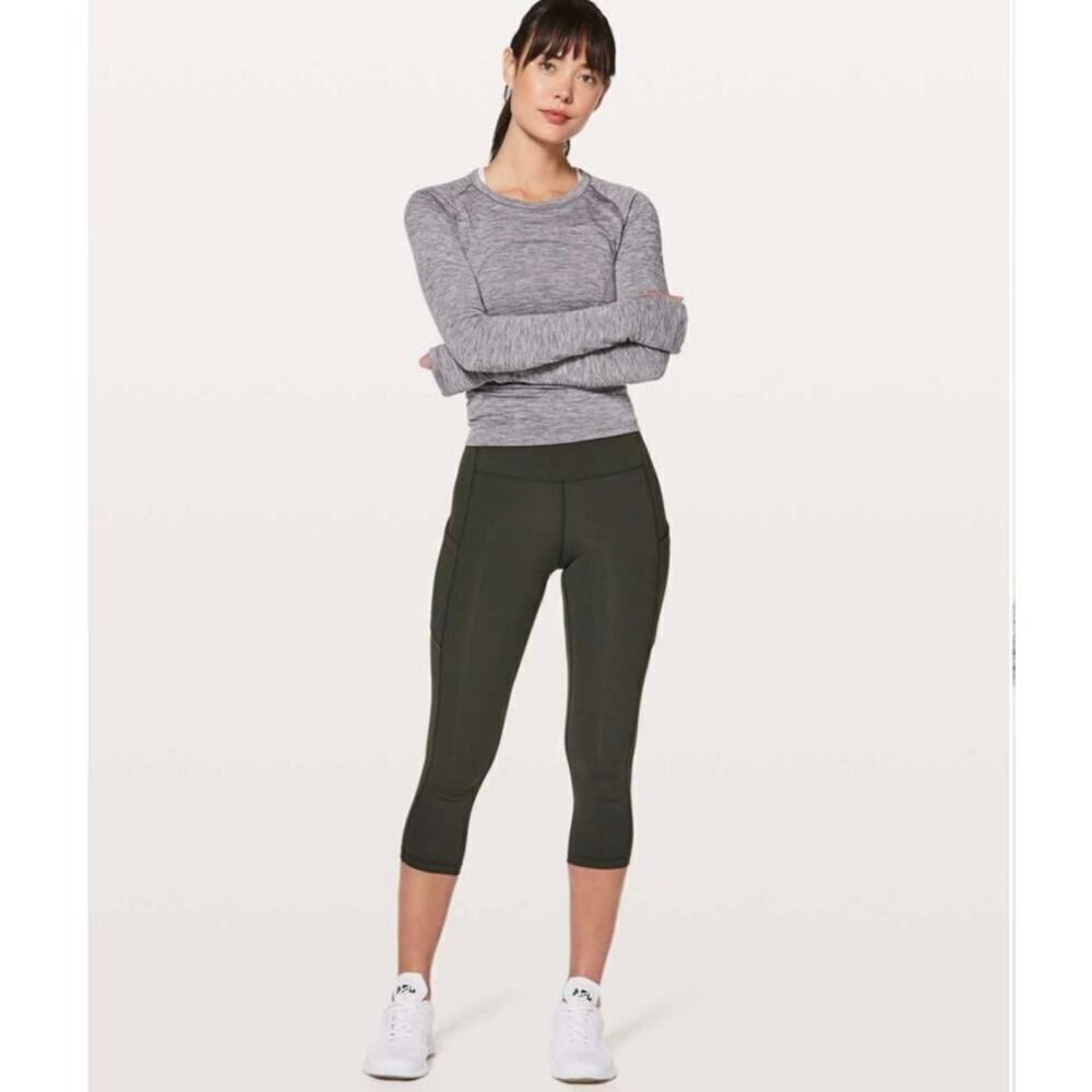 Lululemon Speed Up Crop 21” Evergreen Green Size 6 EUC Run Tight Leggings